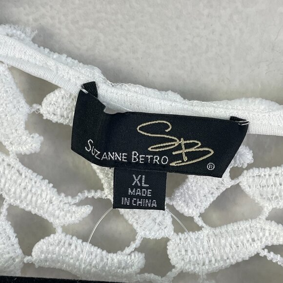 NEW $86 Suzanne Betro Womens XL Ivory Lace Cardigan Open Knit Top - Picture 11 of 16